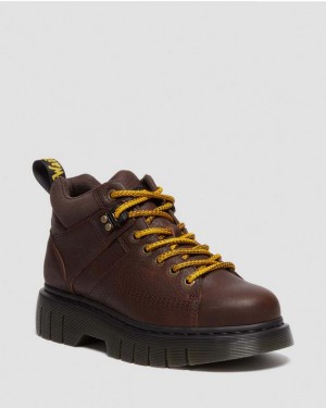 Dr Martens Woodard Grizzly Læder Low Casual Støvler Dame Mørkebrune | Danmark_Dr39309