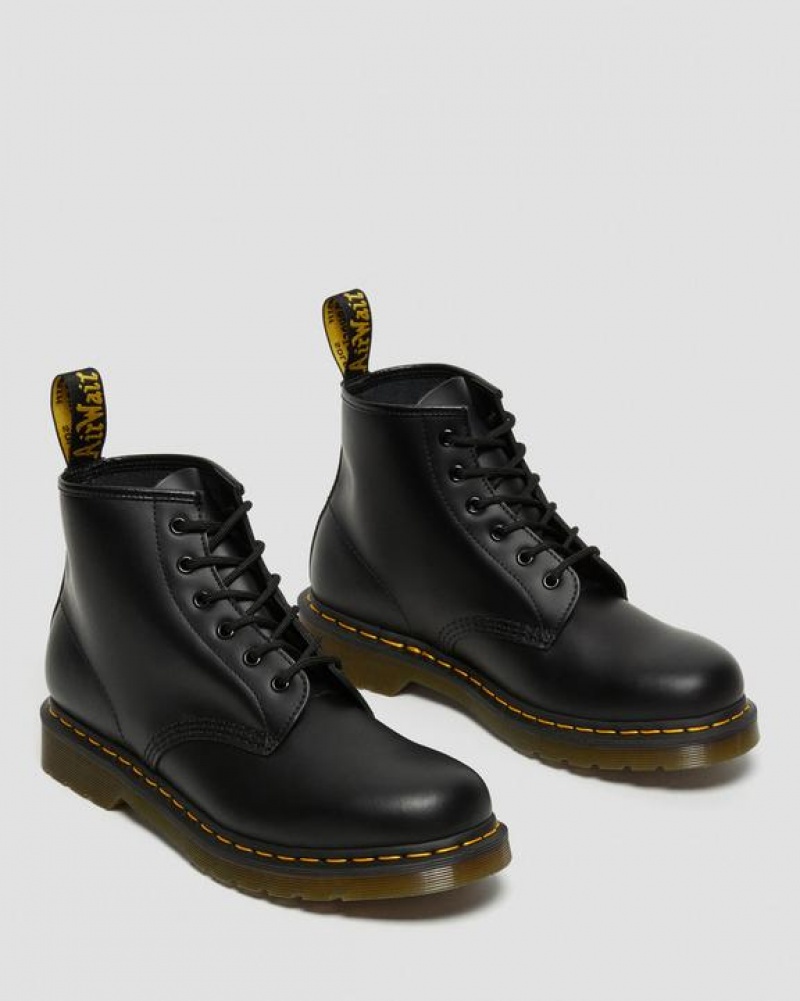 Dr Martens 101 Yellow Stitch Smooth Læder Ankle Støvler Dame Sort | Danmark_Dr47086