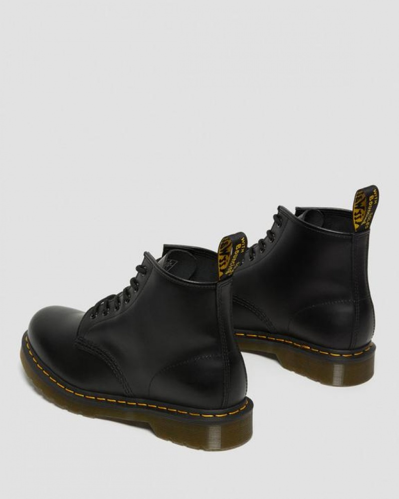 Dr Martens 101 Yellow Stitch Smooth Læder Ankle Støvler Dame Sort | Danmark_Dr47086