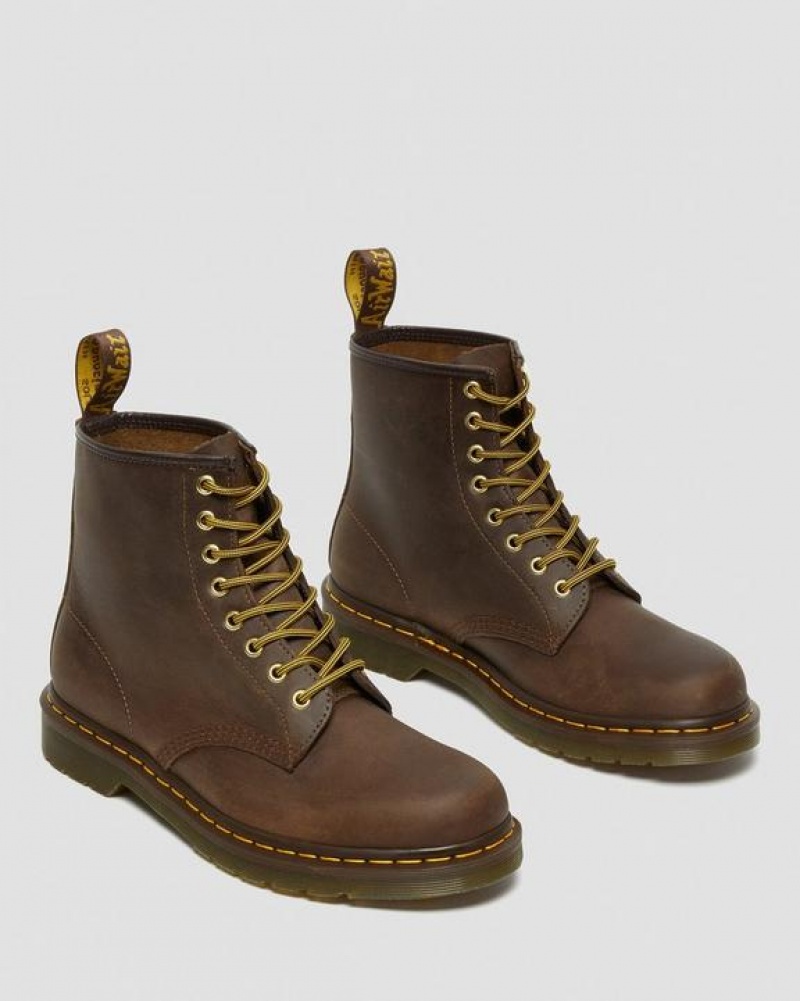 Dr Martens 1460 Crazy Horse Læder Blonder Up Støvler Dame Brune | Danmark_Dr76826