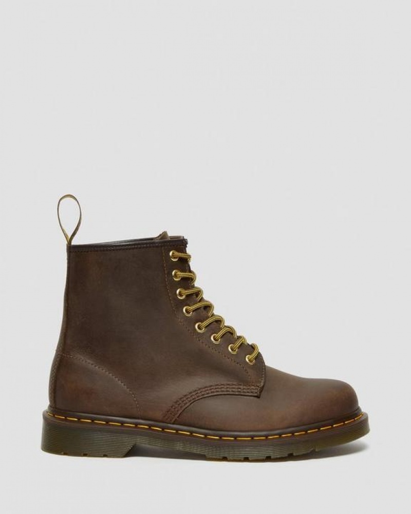 Dr Martens 1460 Crazy Horse Læder Blonder Up Støvler Dame Brune | Danmark_Dr76826