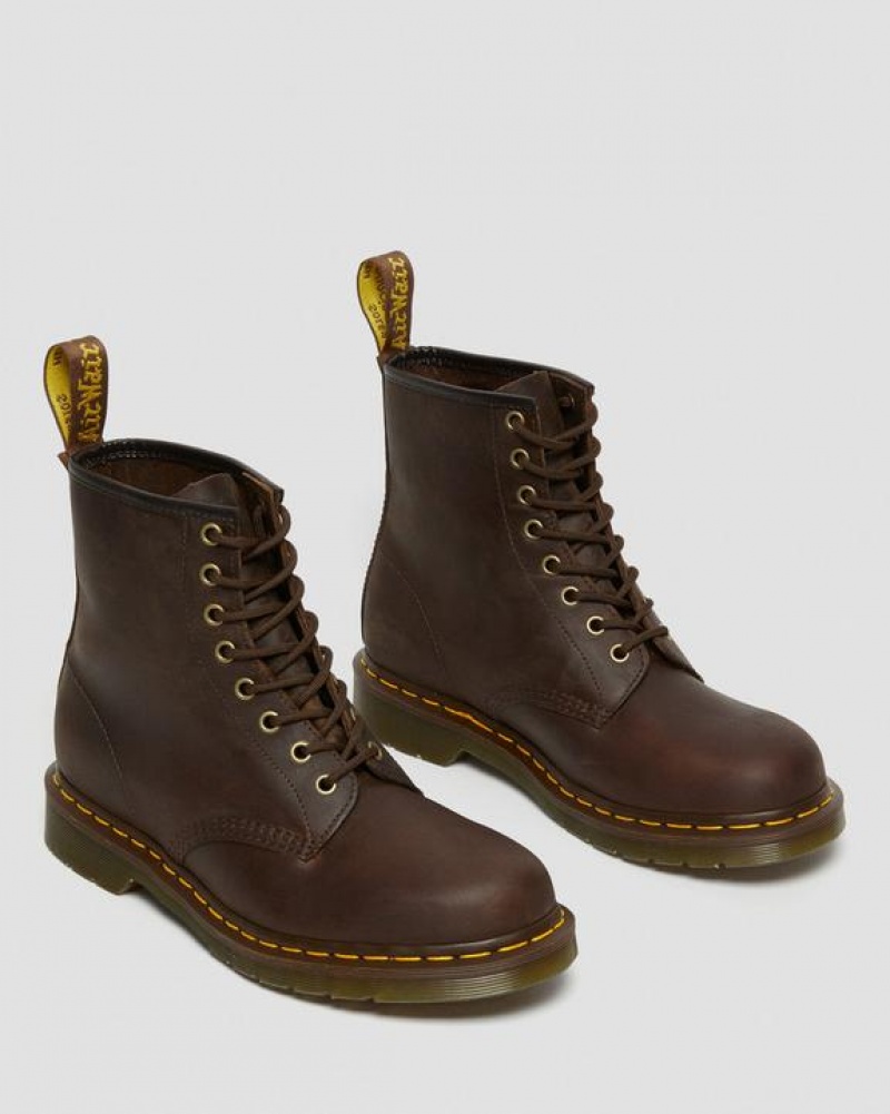 Dr Martens 1460 Crazy Horse Læder Blonder Up Støvler Dame Brune | Danmark_Dr21101