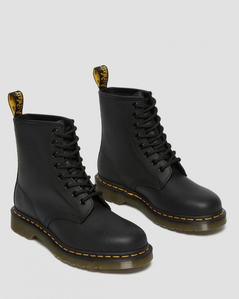 Dr Martens 1460 Greasy Læder Blonder Up Støvler Dame Sort | Danmark_Dr69441