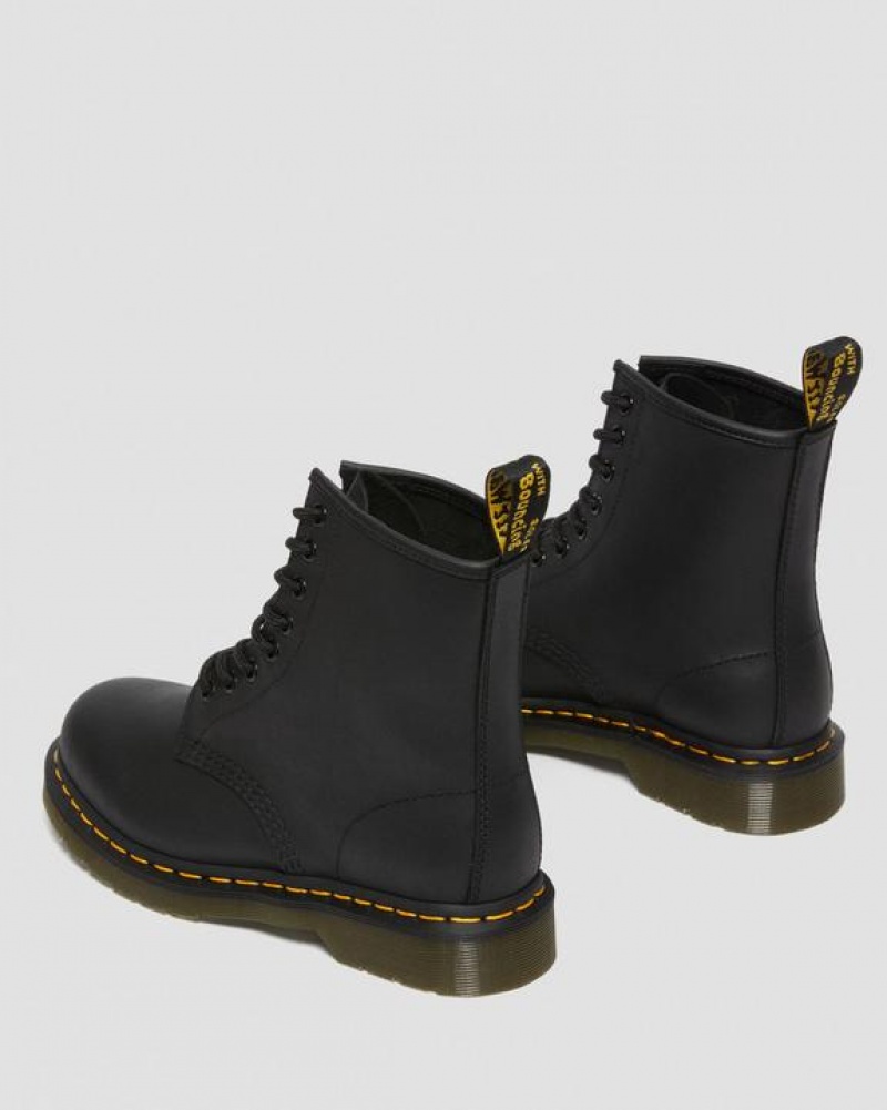 Dr Martens 1460 Greasy Læder Blonder Up Støvler Dame Sort | Danmark_Dr69441