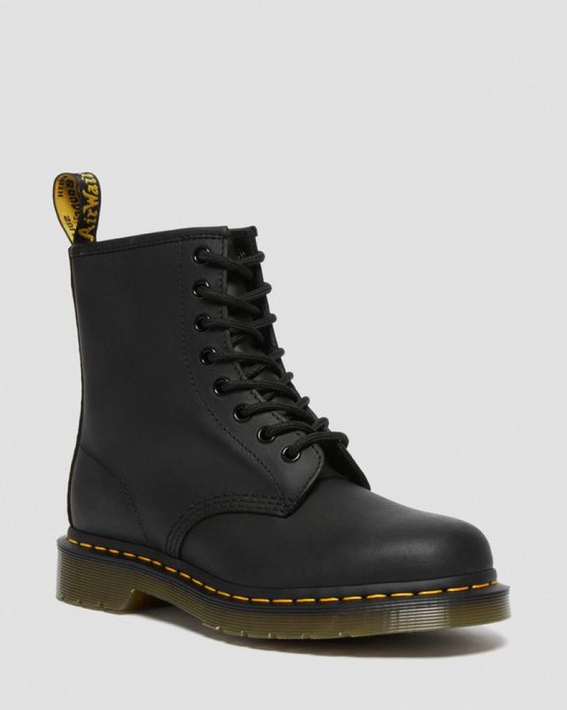 Dr Martens 1460 Greasy Læder Blonder Up Støvler Dame Sort | Danmark_Dr69441