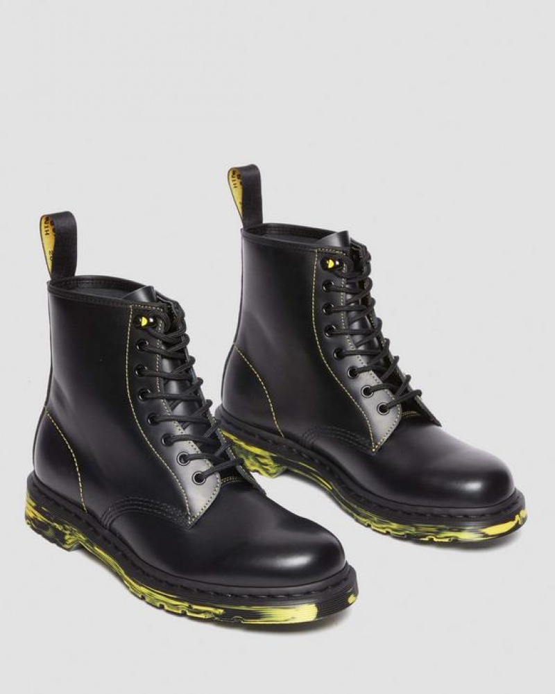 Dr Martens 1460 Marbled Sole Smooth Læder Blonder Up Støvler Dame Sort | Danmark_Dr82764