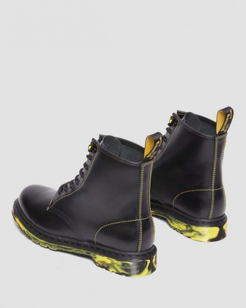 Dr Martens 1460 Marbled Sole Smooth Læder Blonder Up Støvler Dame Sort | Danmark_Dr82764