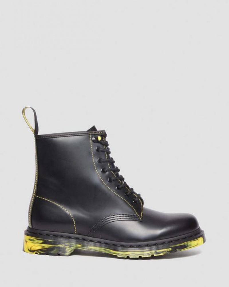 Dr Martens 1460 Marbled Sole Smooth Læder Blonder Up Støvler Dame Sort | Danmark_Dr82764