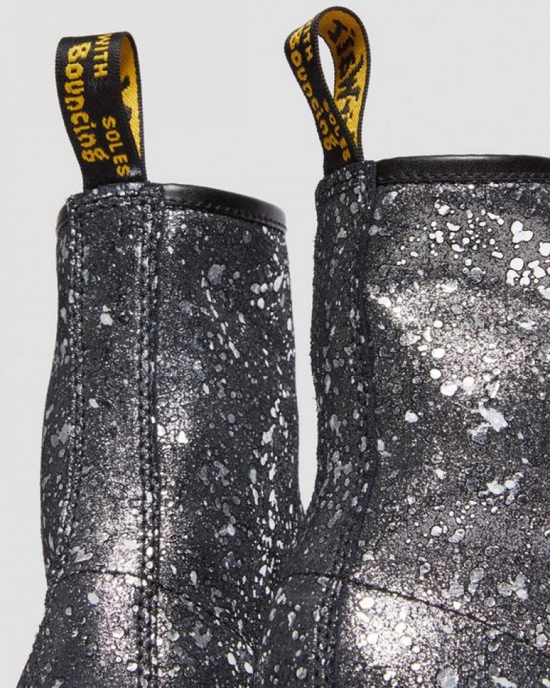 Dr Martens 1460 Metallic Splatter Ruskind Blonder Up Støvler Dame Sort | Danmark_Dr61693