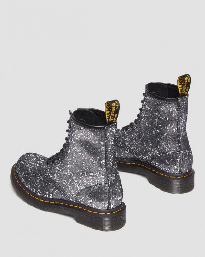 Dr Martens 1460 Metallic Splatter Ruskind Blonder Up Støvler Dame Sort | Danmark_Dr61693