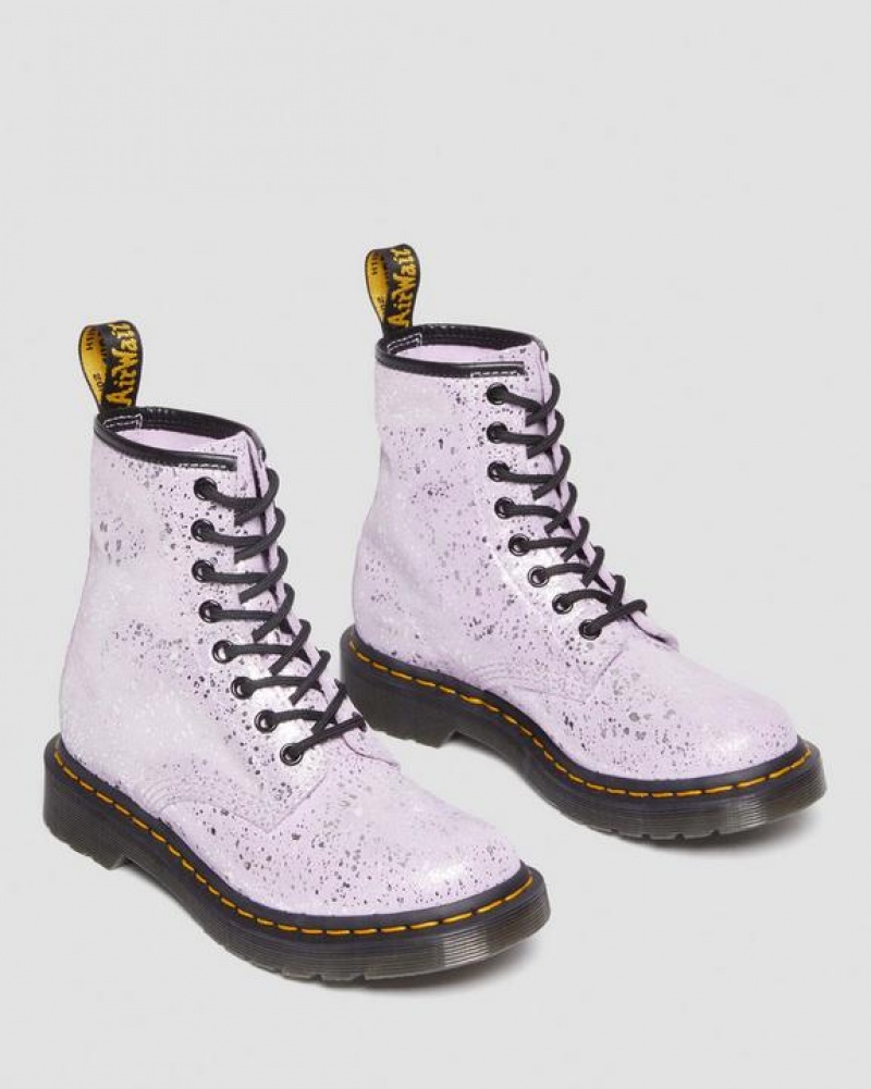 Dr Martens 1460 Metallic Splatter Ruskind Blonder Up Støvler Dame Lilla | Danmark_Dr77227