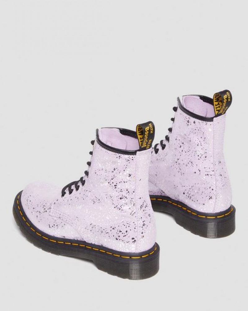 Dr Martens 1460 Metallic Splatter Ruskind Blonder Up Støvler Dame Lilla | Danmark_Dr77227