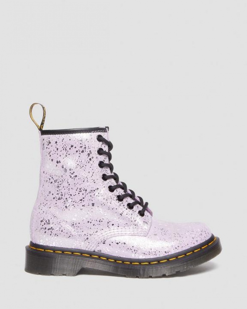 Dr Martens 1460 Metallic Splatter Ruskind Blonder Up Støvler Dame Lilla | Danmark_Dr77227