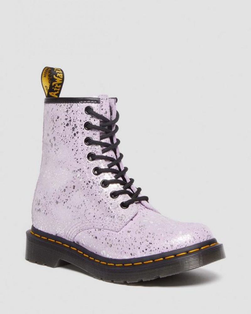 Dr Martens 1460 Metallic Splatter Ruskind Blonder Up Støvler Dame Lilla | Danmark_Dr77227