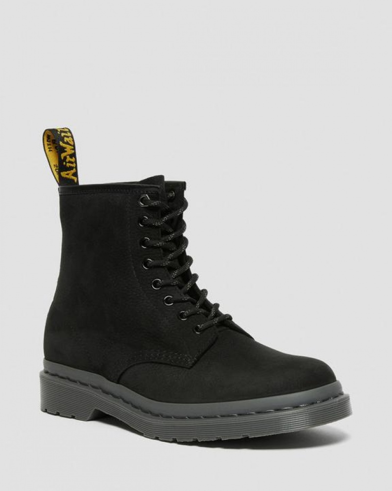 Dr Martens 1460 Mono Milled Nubuck Læder Blonder Up Støvler Dame Sort | Danmark_Dr19493