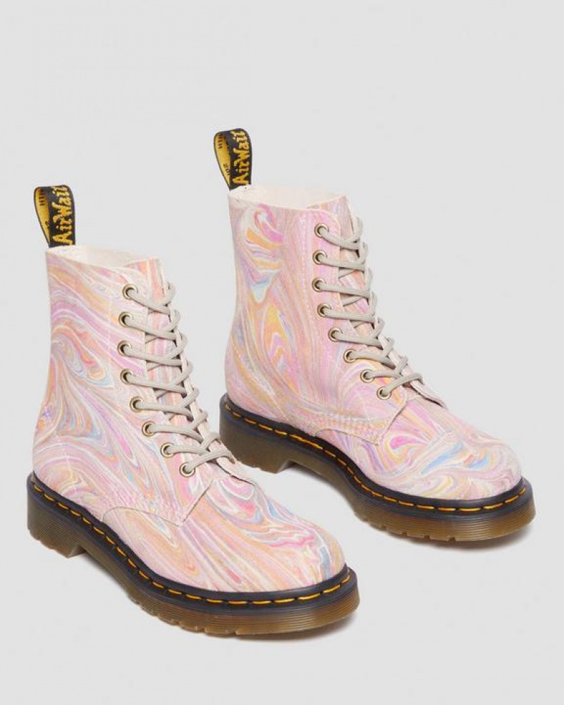 Dr Martens 1460 Pascal Marbled Ruskind Blonder Up Støvler Dame Lyserød Orange | Danmark_Dr20445