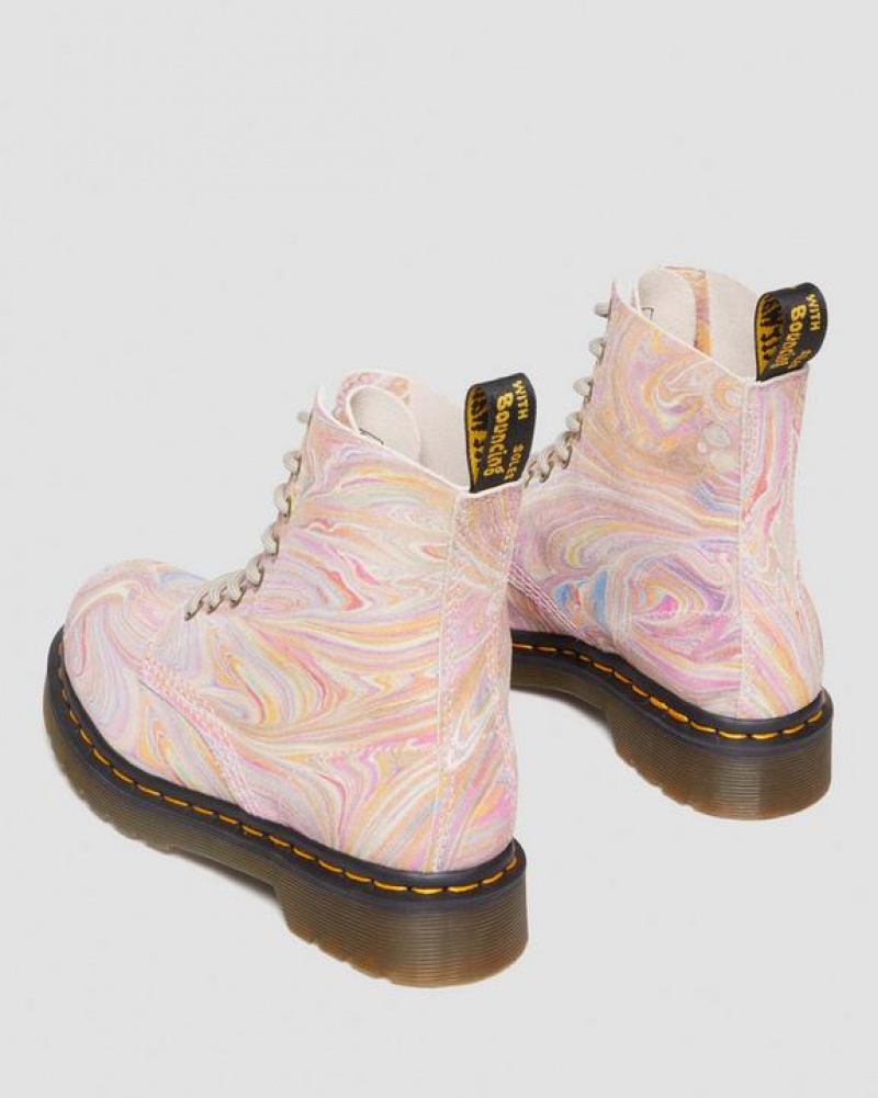 Dr Martens 1460 Pascal Marbled Ruskind Blonder Up Støvler Dame Lyserød Orange | Danmark_Dr20445