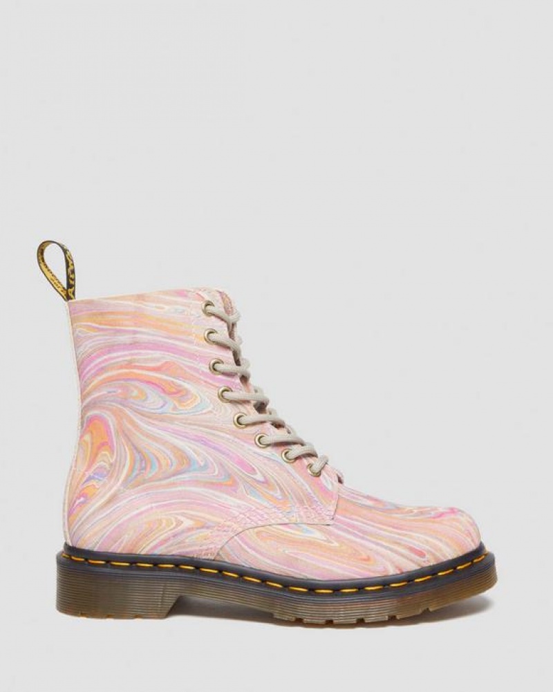 Dr Martens 1460 Pascal Marbled Ruskind Blonder Up Støvler Dame Lyserød Orange | Danmark_Dr20445