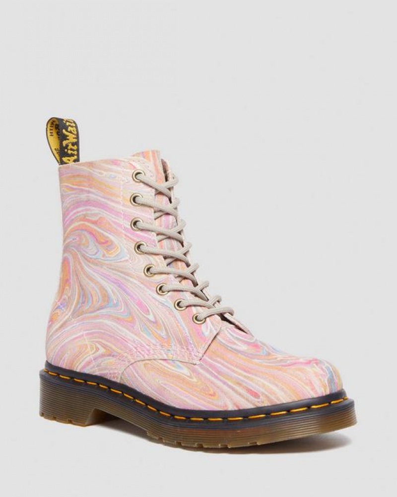 Dr Martens 1460 Pascal Marbled Ruskind Blonder Up Støvler Dame Lyserød Orange | Danmark_Dr20445