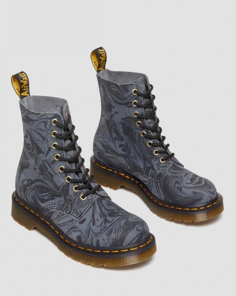 Dr Martens 1460 Pascal Marbled Ruskind Blonder Up Støvler Dame Sort Grå | Danmark_Dr31932