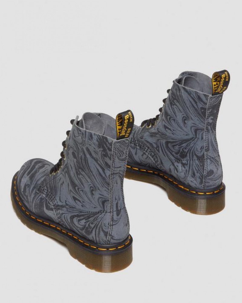 Dr Martens 1460 Pascal Marbled Ruskind Blonder Up Støvler Dame Sort Grå | Danmark_Dr31932