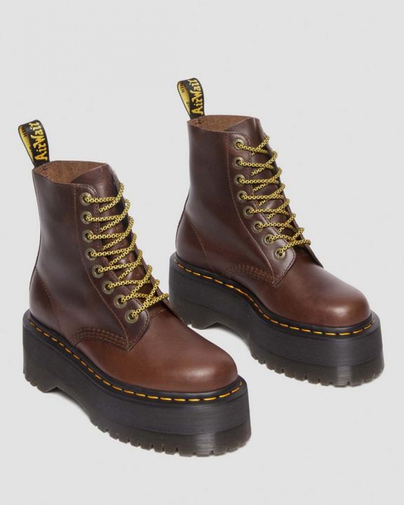 Dr Martens 1460 Pascal Max Pull Up Læder Platform Støvler Dame Mørkebrune | Danmark_Dr34333