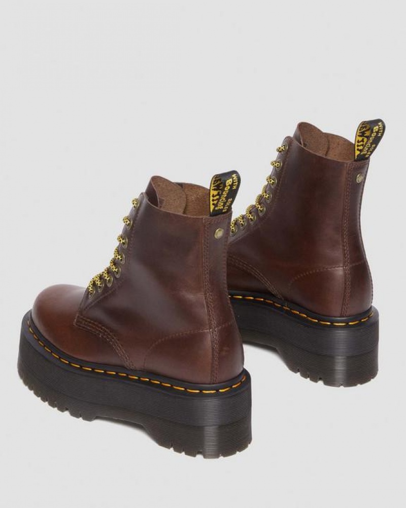 Dr Martens 1460 Pascal Max Pull Up Læder Platform Støvler Dame Mørkebrune | Danmark_Dr34333