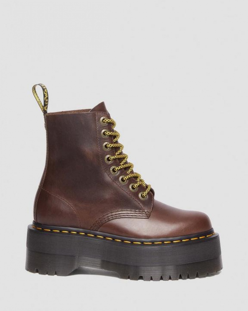 Dr Martens 1460 Pascal Max Pull Up Læder Platform Støvler Dame Mørkebrune | Danmark_Dr34333