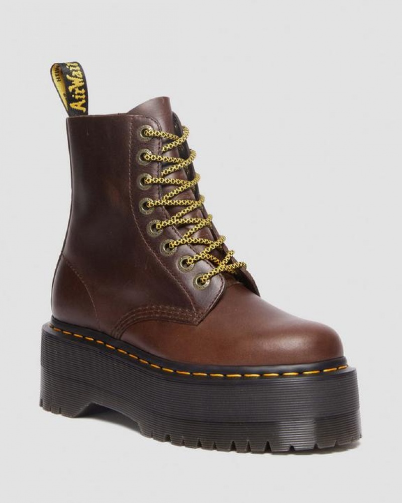 Dr Martens 1460 Pascal Max Pull Up Læder Platform Støvler Dame Mørkebrune | Danmark_Dr34333