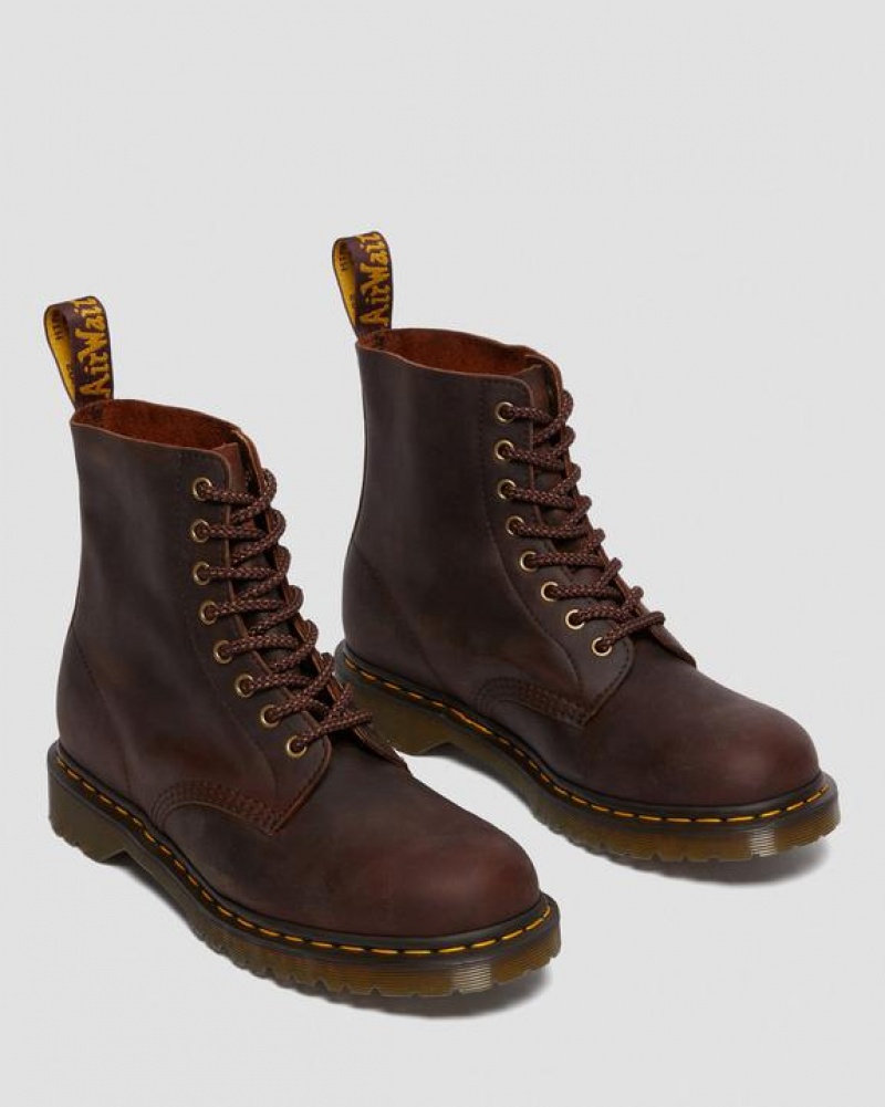 Dr Martens 1460 Pascal Waxed Full Grain Læder Blonder Up Støvler Dame Brune | Danmark_Dr80490