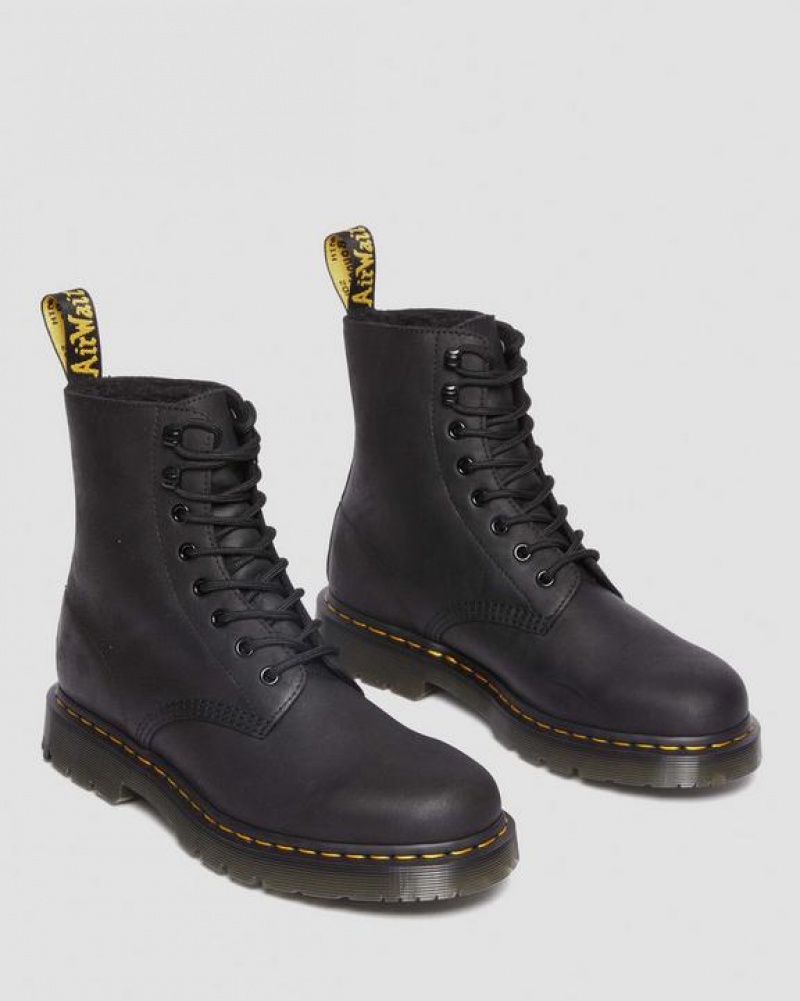 Dr Martens 1460 Pascal Wintergrip Outlaw Læder Blonder Up Støvler Dame Sort | Danmark_Dr91316