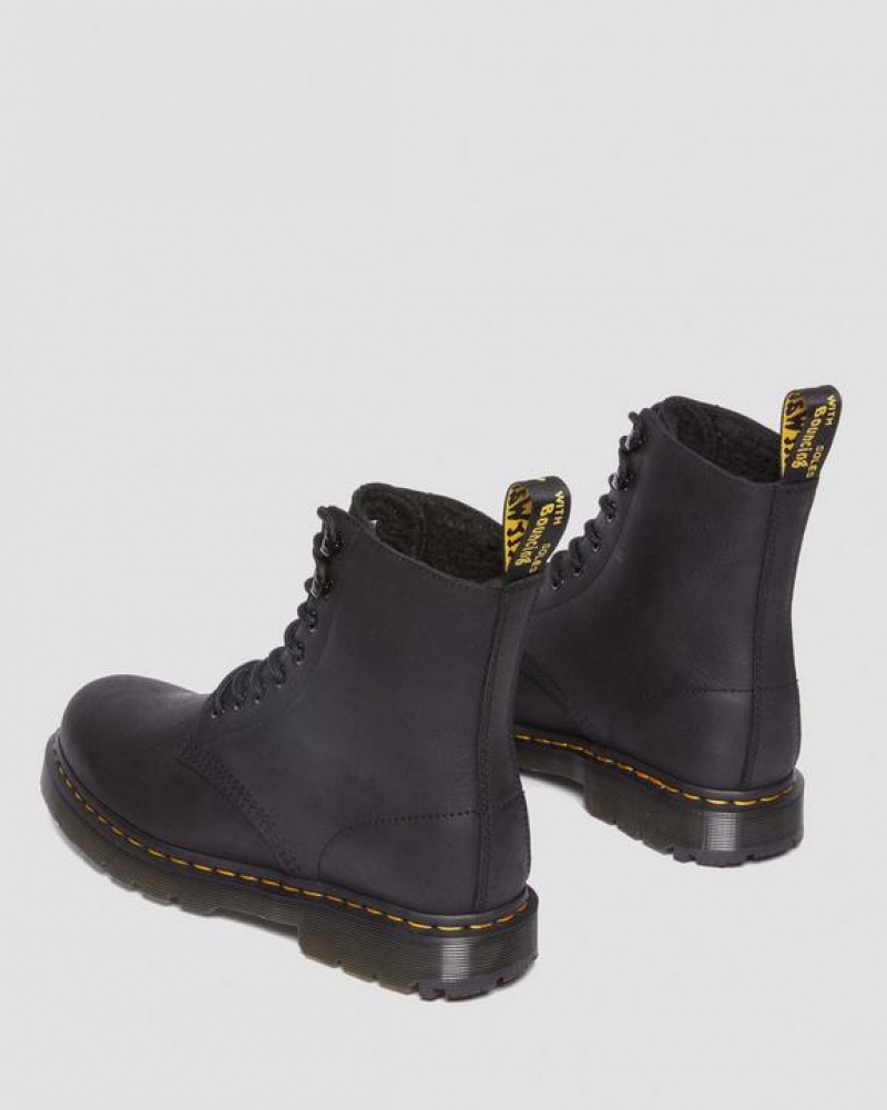 Dr Martens 1460 Pascal Wintergrip Outlaw Læder Blonder Up Støvler Dame Sort | Danmark_Dr91316