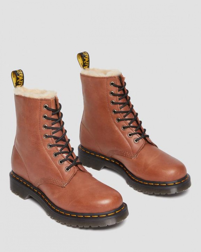 Dr Martens 1460 Serena Women's Faux Fur-Forede Læder Støvler Dame Brune | Danmark_Dr83072