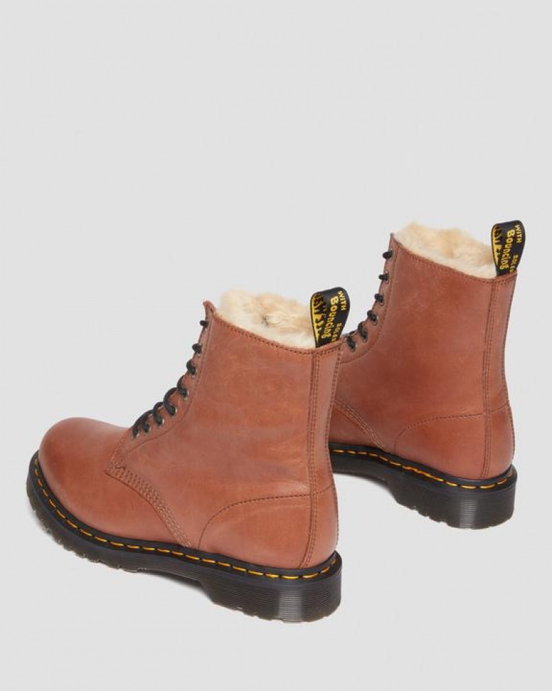 Dr Martens 1460 Serena Women's Faux Fur-Forede Læder Støvler Dame Brune | Danmark_Dr83072