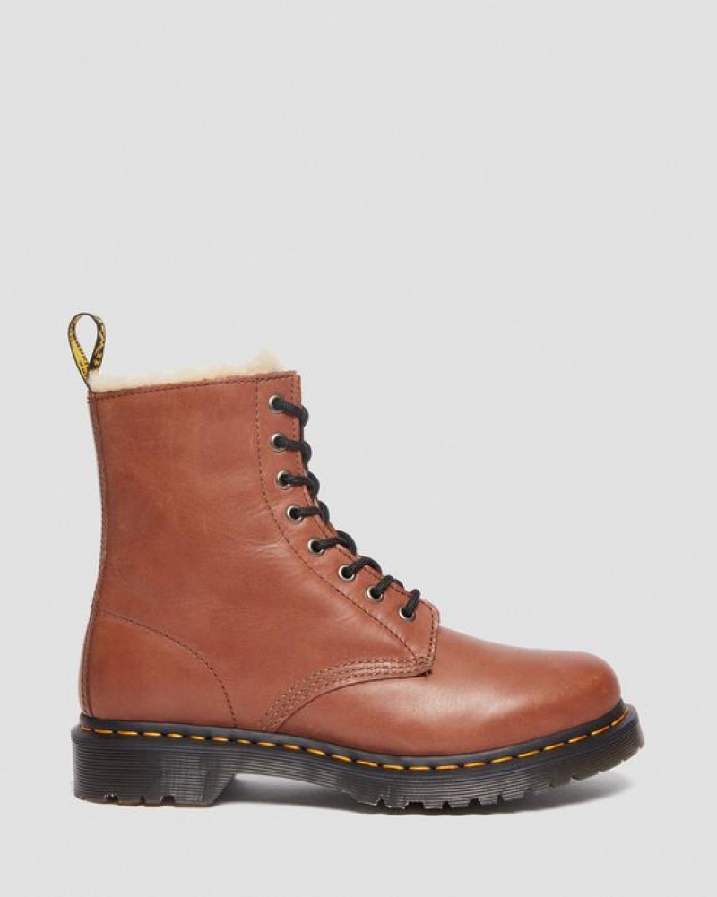 Dr Martens 1460 Serena Women's Faux Fur-Forede Læder Støvler Dame Brune | Danmark_Dr83072