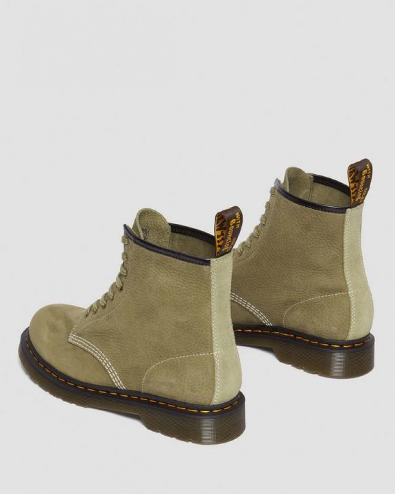 Dr Martens 1460 Tumbled Nubuck Læder Blonder Up Støvler Dame Olivengrøn | Danmark_Dr71790