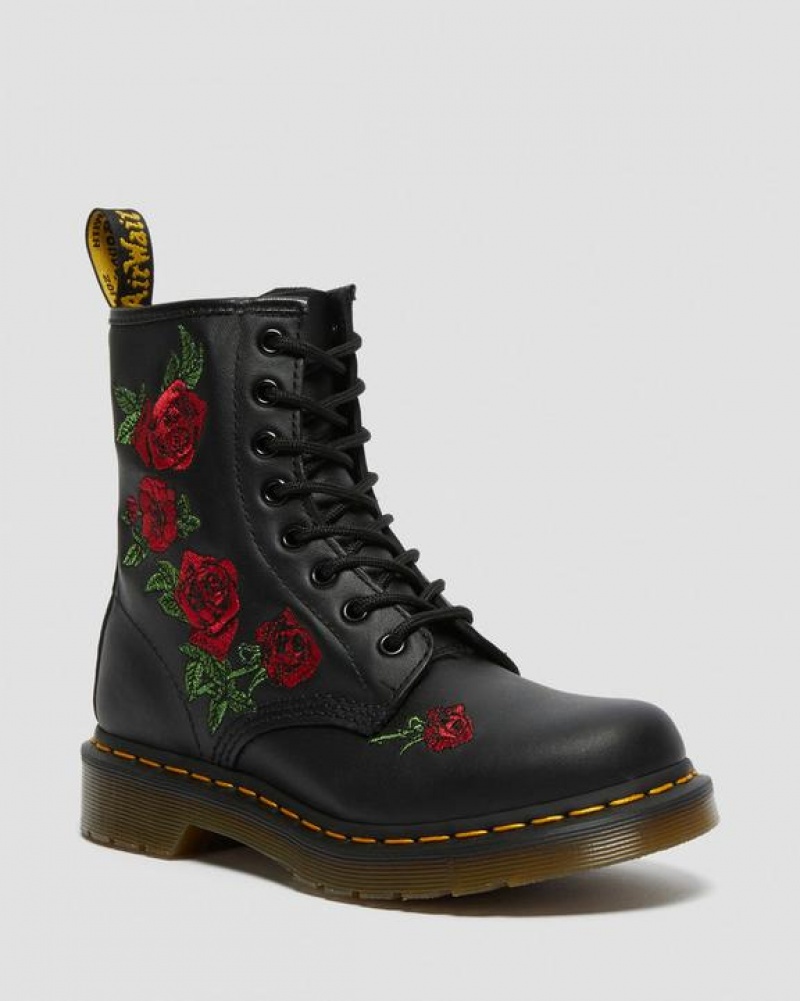 Dr Martens 1460 Vonda Floral Læder Blonder Up Støvler Dame Sort | Danmark_Dr60925