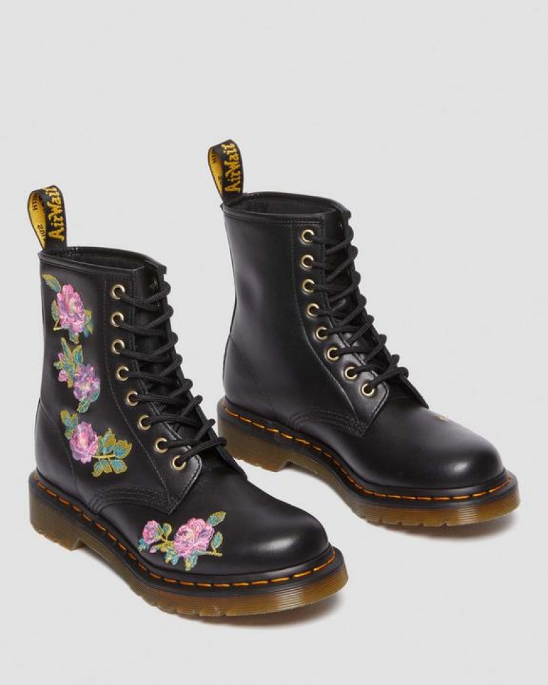 Dr Martens 1460 Vonda II Women's Embroidered Floral Støvler Dame Lyserød Sort | Danmark_Dr98017