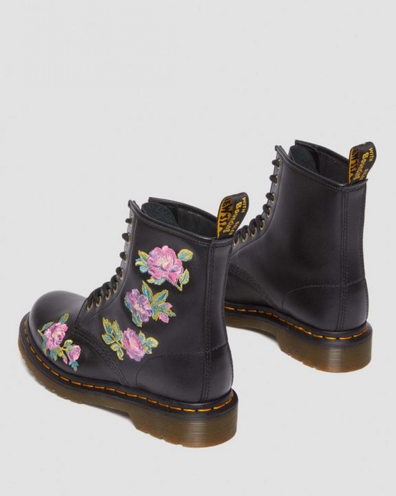 Dr Martens 1460 Vonda II Women's Embroidered Floral Støvler Dame Lyserød Sort | Danmark_Dr98017