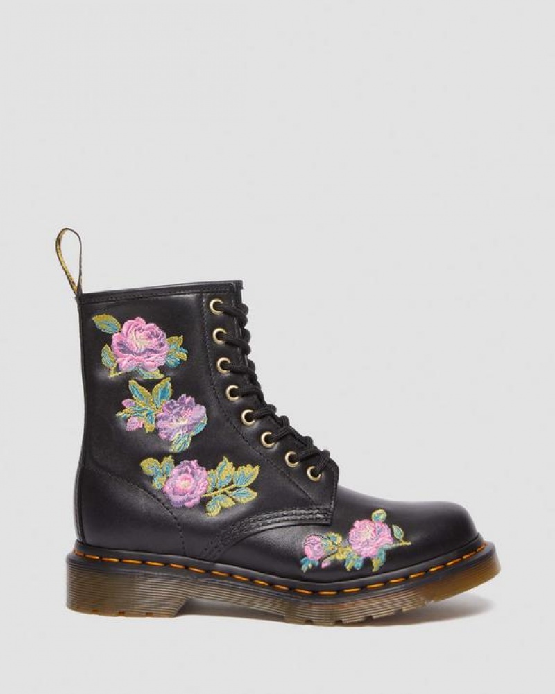 Dr Martens 1460 Vonda II Women's Embroidered Floral Støvler Dame Lyserød Sort | Danmark_Dr98017