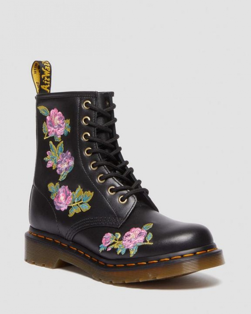 Dr Martens 1460 Vonda II Women's Embroidered Floral Støvler Dame Lyserød Sort | Danmark_Dr98017