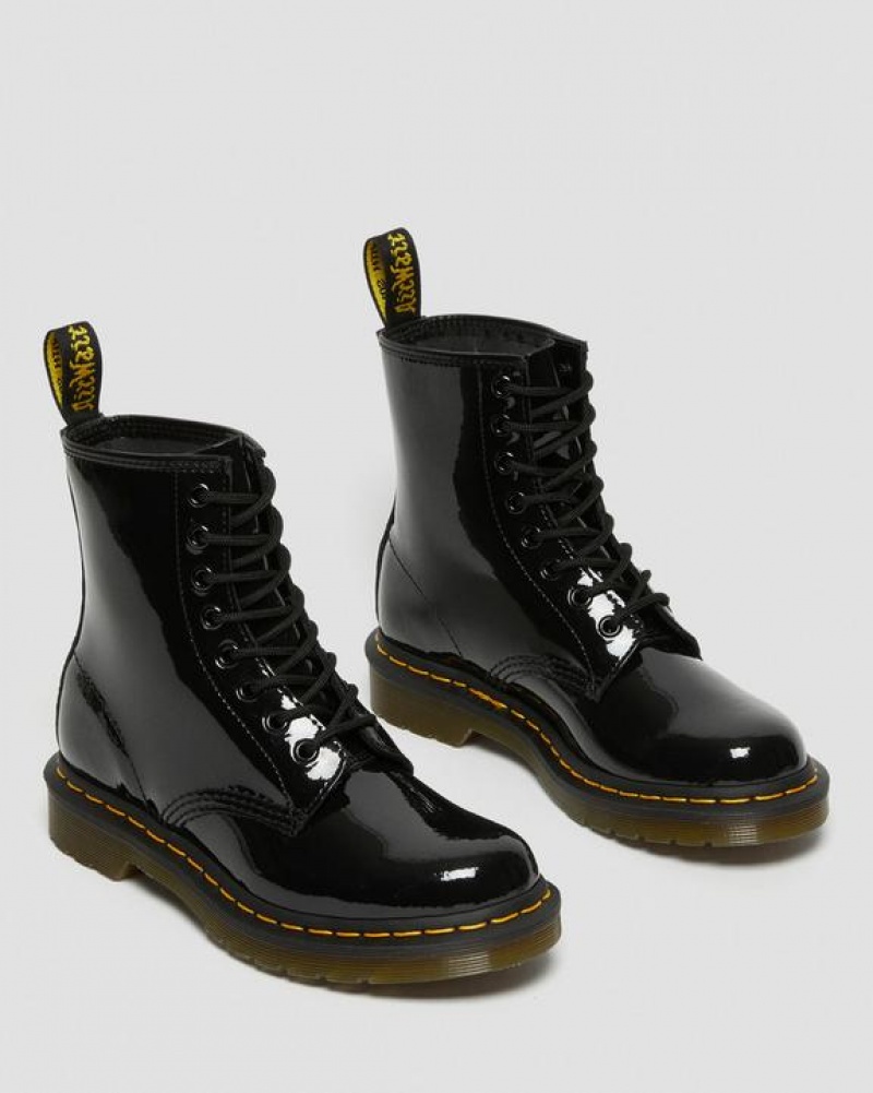 Dr Martens 1460 Women's Lak Læder Blonder Up Støvler Dame Sort | Danmark_Dr72003