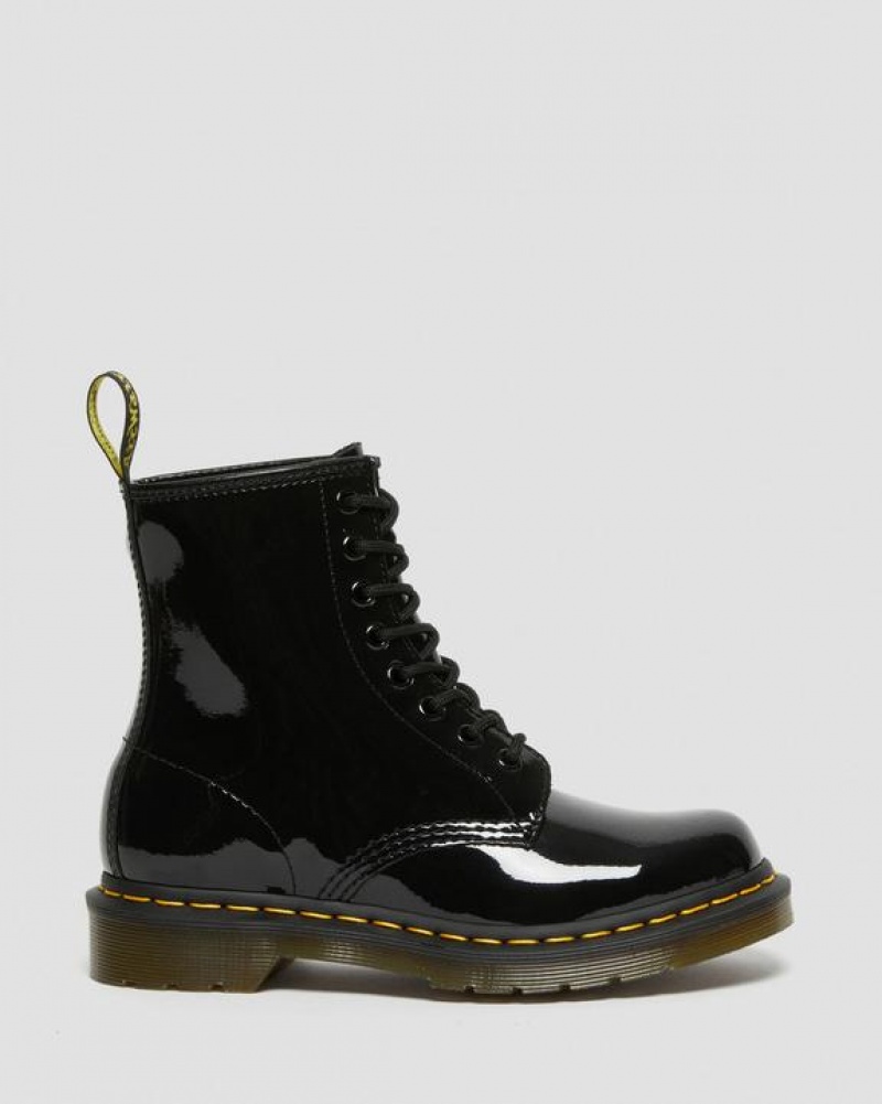 Dr Martens 1460 Women's Lak Læder Blonder Up Støvler Dame Sort | Danmark_Dr72003