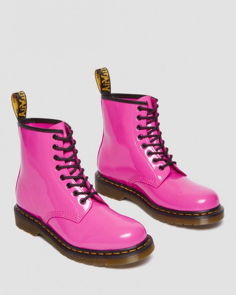 Dr Martens 1460 Women's Lak Læder Blonder Up Støvler Dame Lyserød | Danmark_Dr41401