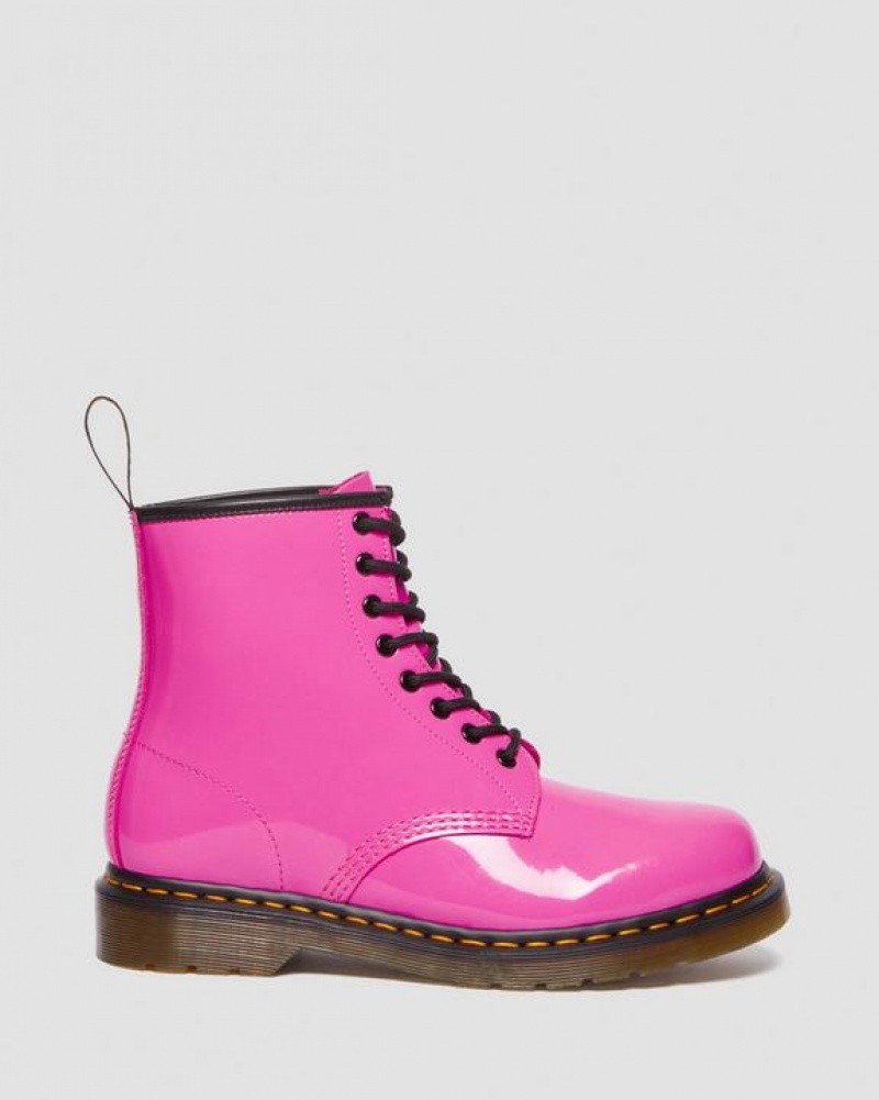 Dr Martens 1460 Women's Lak Læder Blonder Up Støvler Dame Lyserød | Danmark_Dr41401