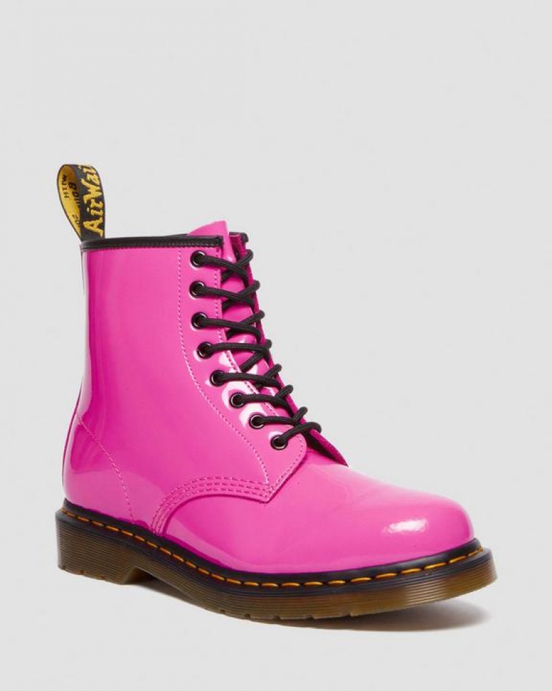 Dr Martens 1460 Women's Lak Læder Blonder Up Støvler Dame Lyserød | Danmark_Dr41401