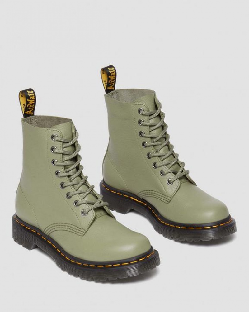 Dr Martens 1460 Women's Pascal Virginia Læder Støvler Dame Olivengrøn | Danmark_Dr39792