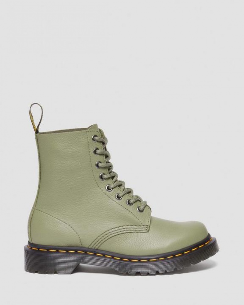 Dr Martens 1460 Women's Pascal Virginia Læder Støvler Dame Olivengrøn | Danmark_Dr39792