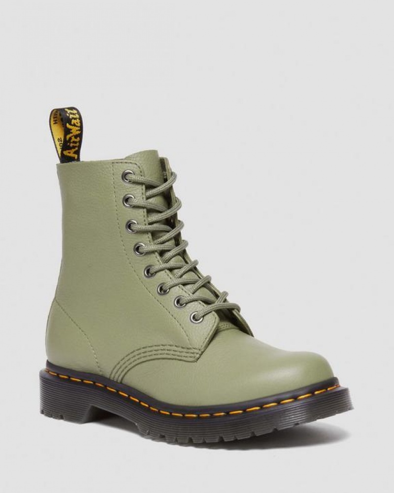 Dr Martens 1460 Women's Pascal Virginia Læder Støvler Dame Olivengrøn | Danmark_Dr39792