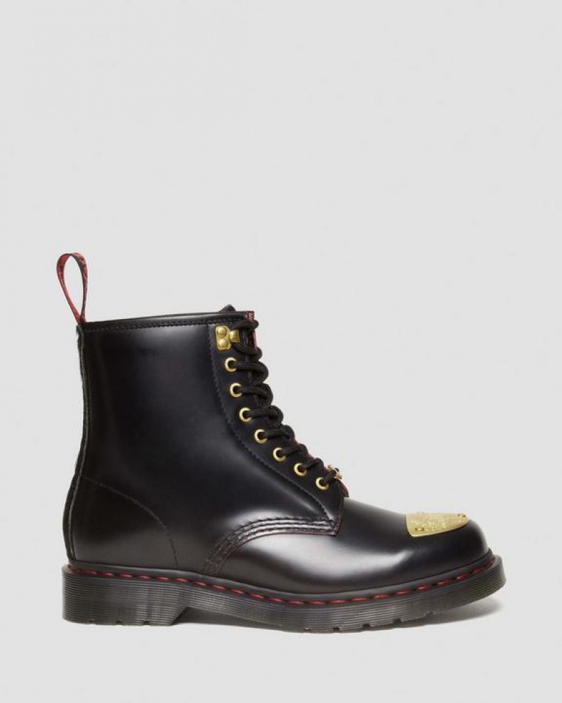 Dr Martens 1460 Year of the Dragon Læder Blonder Up Støvler Dame Sort Rød | Danmark_Dr72152